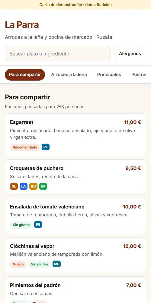 Captura real de Carta Digital QR