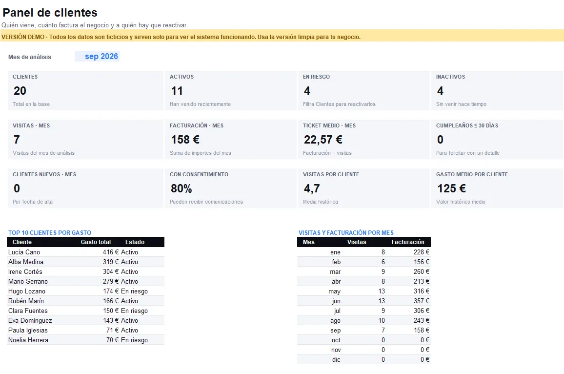 Captura real de CRM de Clientes